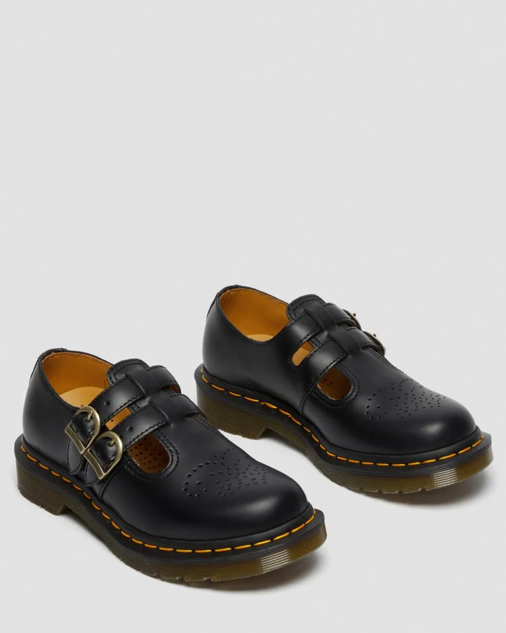 8065 Smooth Leather Mary Jane Shoes in Black