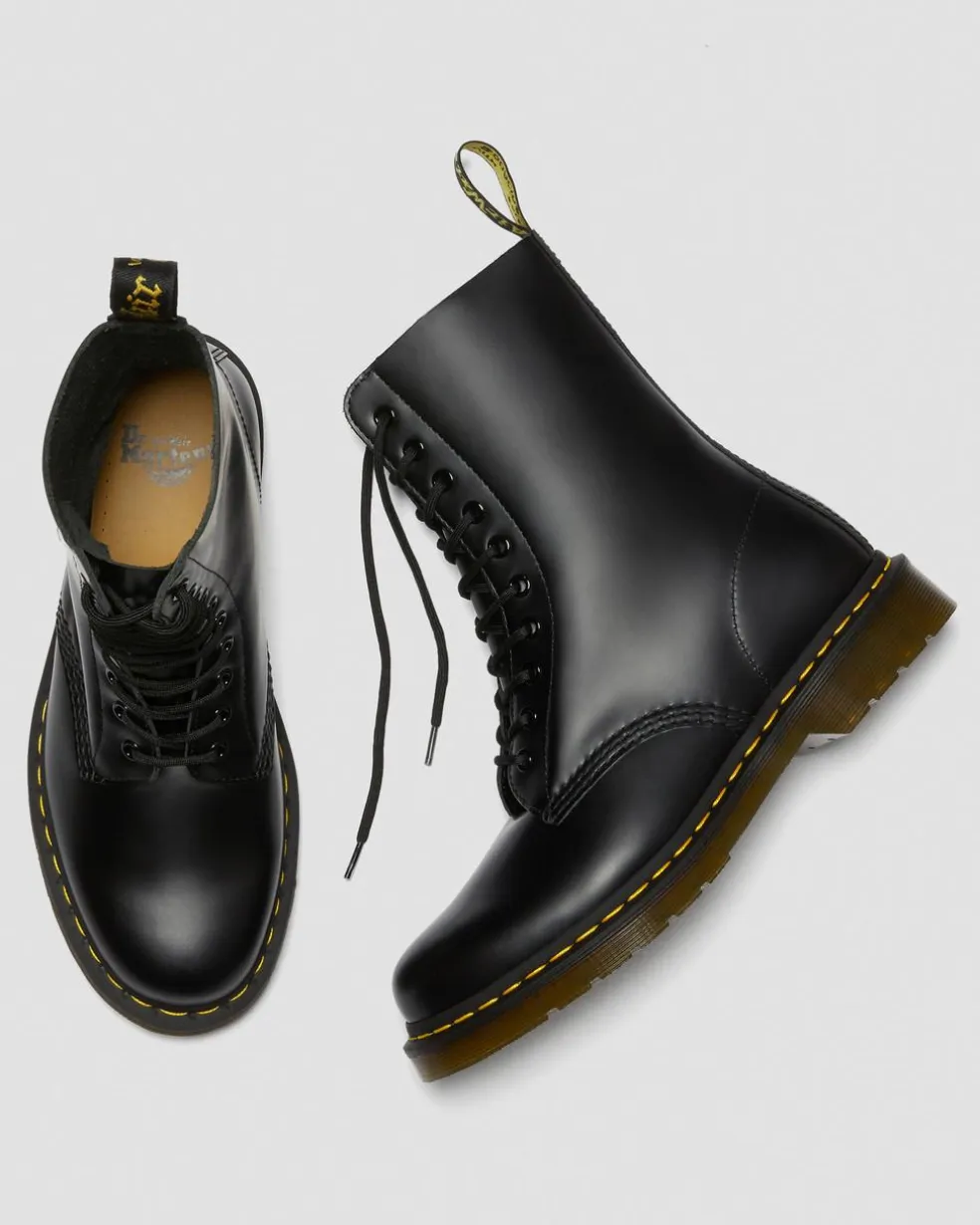 1490 Smooth Leather Mid Calf Boots in Black