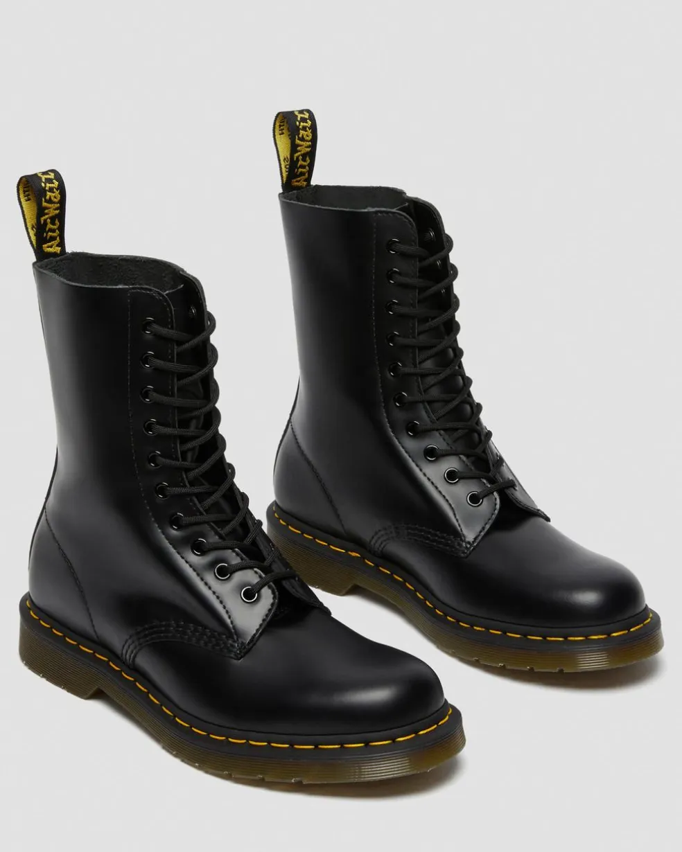 1490 Smooth Leather Mid Calf Boots in Black