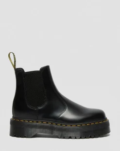 2976 Smooth Leather Platform Chelsea Boots in Black