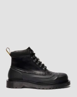 939 SUB FLEECE LINED LEATHER ANKLE BOOTS in Black