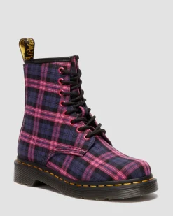 1460 Tartan Lace Up Boots in Pink Multi
