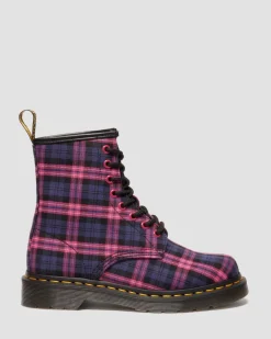 1460 Tartan Lace Up Boots in Pink Multi