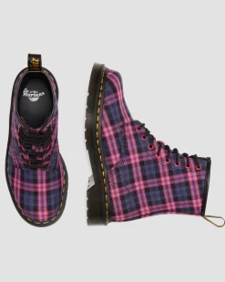 1460 Tartan Lace Up Boots in Pink Multi