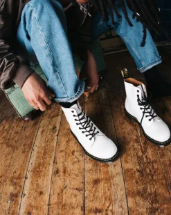 1460 Vintage Made in England Lace Up Boots in White