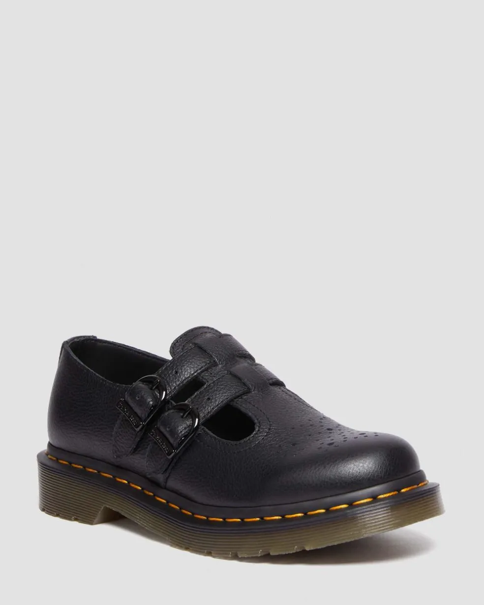 8065 Virginia Leather Mary Jane Shoes in Black