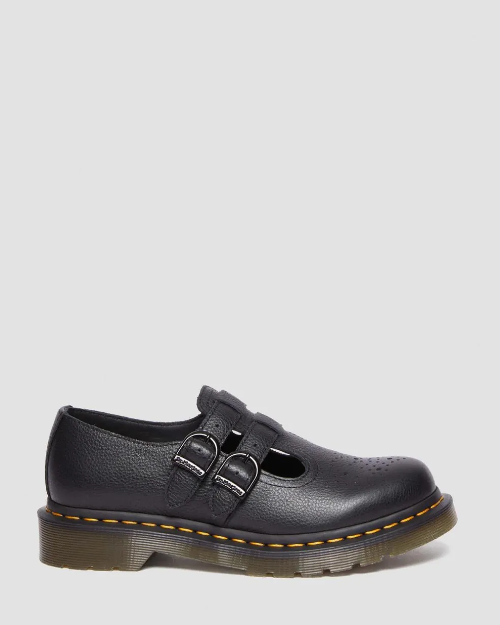 8065 Virginia Leather Mary Jane Shoes in Black