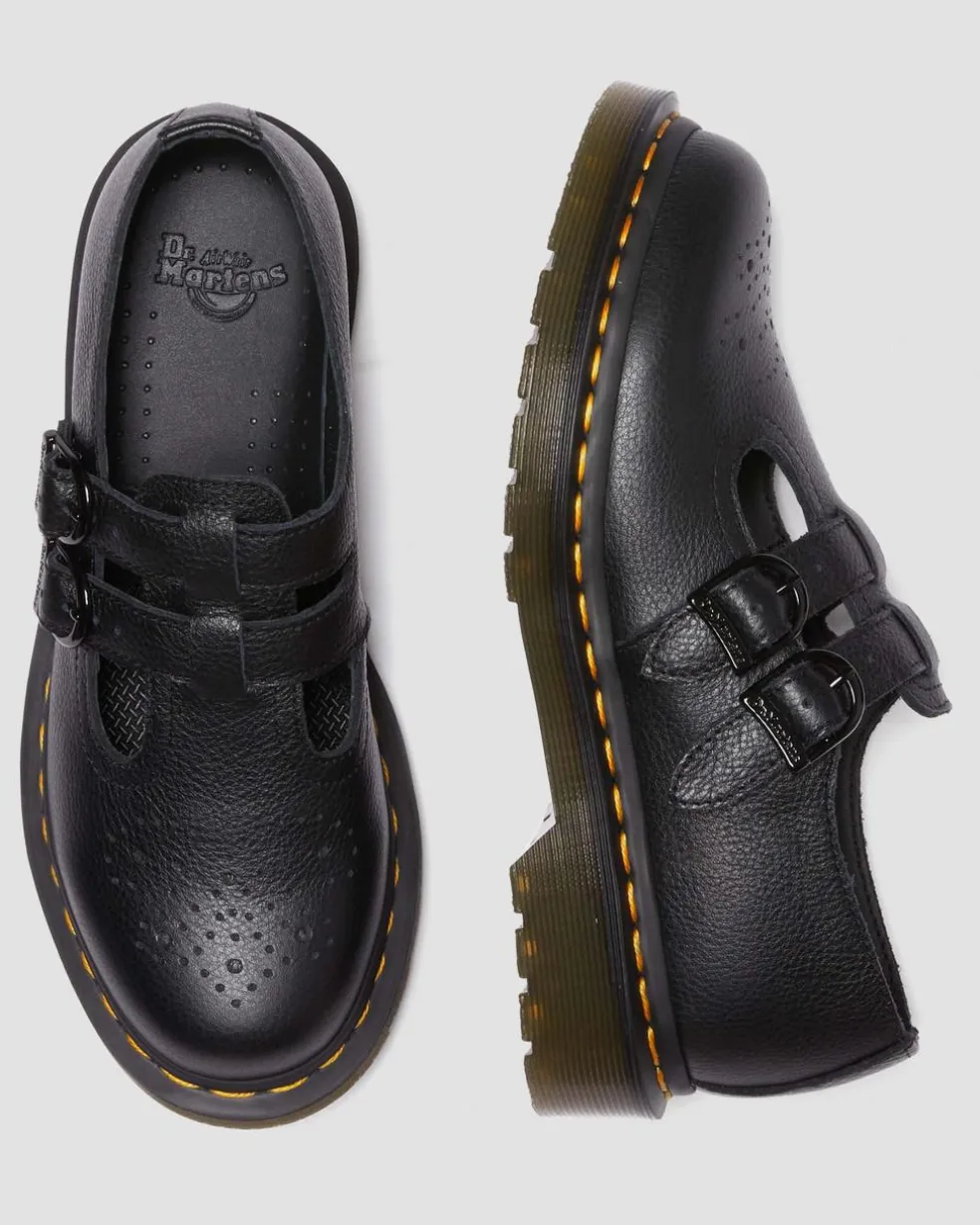 8065 Virginia Leather Mary Jane Shoes in Black