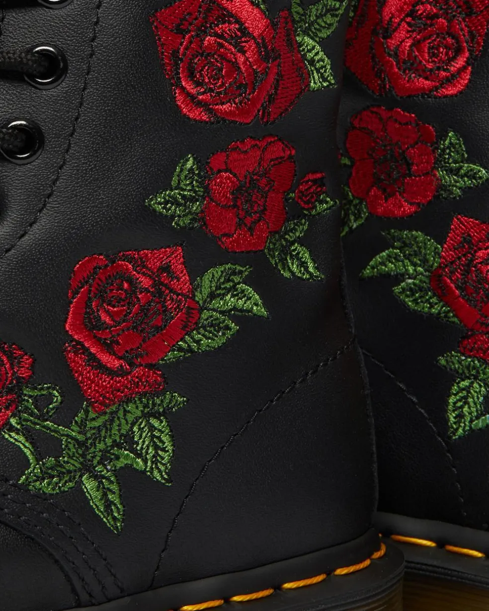 1460 Vonda Floral Leather Lace Up Boots in Black