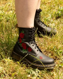 1460 Vonda Floral Leather Lace Up Boots in Black