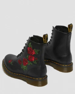 1460 Vonda Floral Leather Lace Up Boots in Black