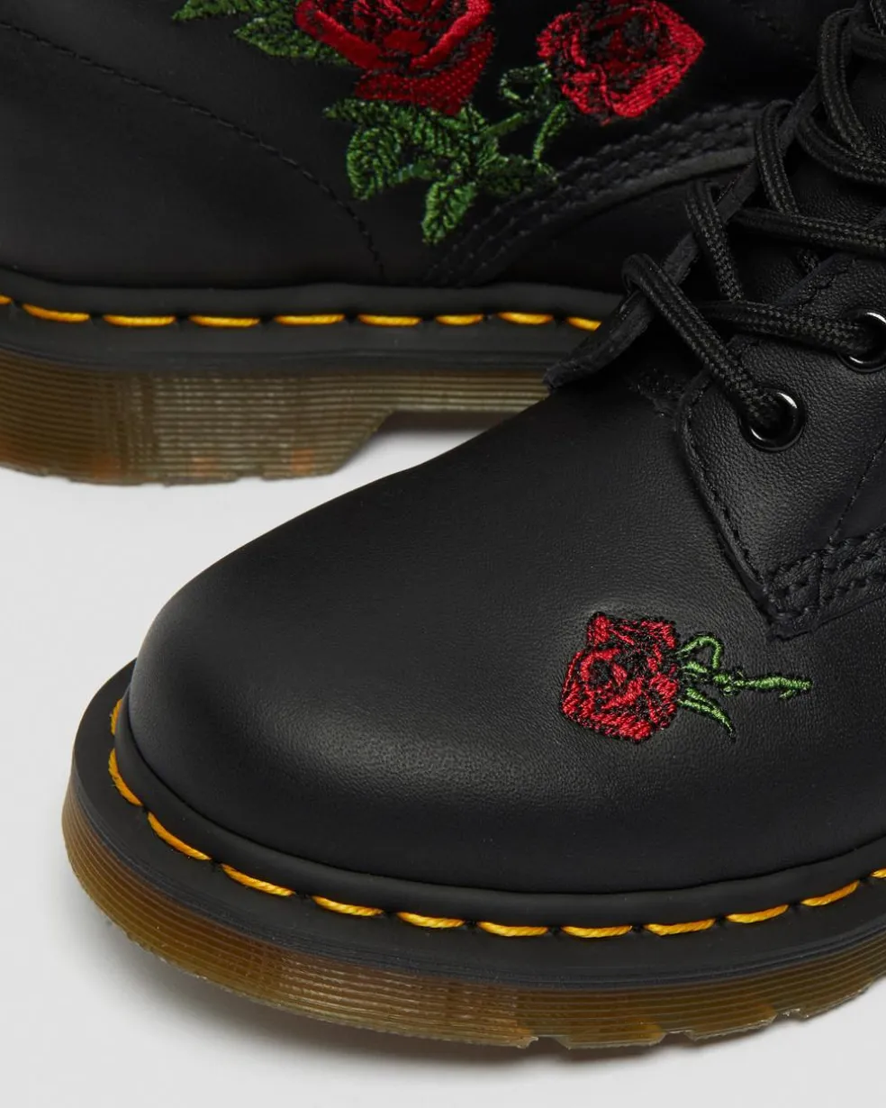 1460 Vonda Floral Leather Lace Up Boots in Black