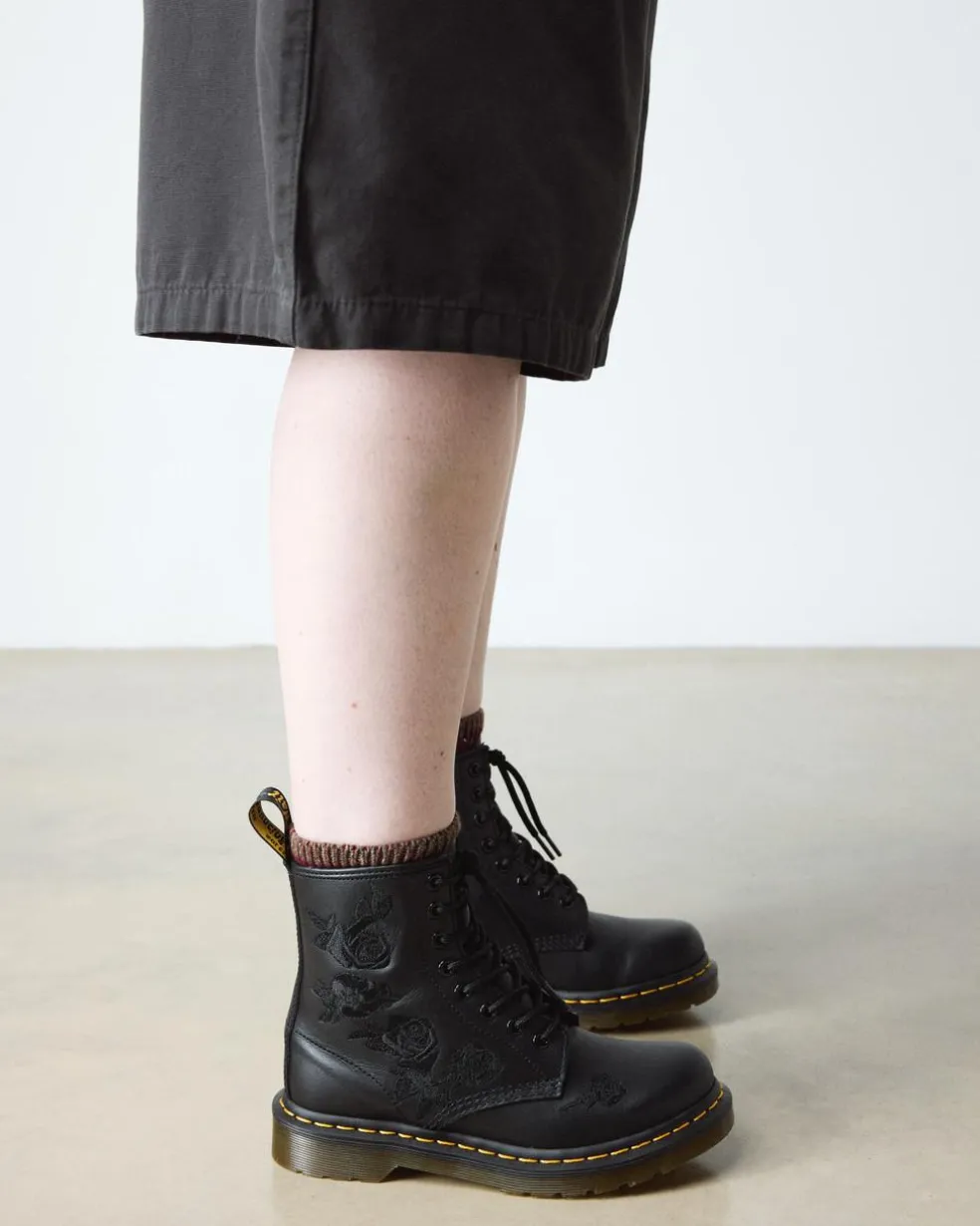 1460 Vonda Mono Women's Floral Boots in Black