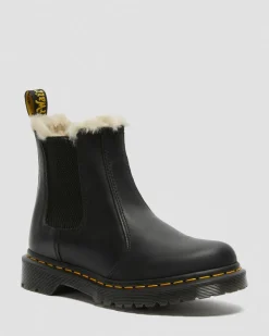 2976 Women's Faux Fur Lined Chelsea Boots in Black