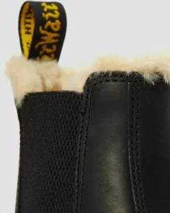 2976 Women's Faux Fur Lined Chelsea Boots in Black