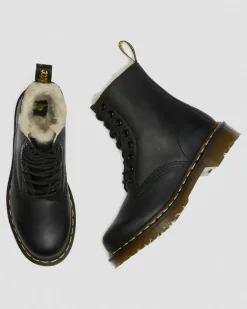 1460 Women's Faux Fur Lined Lace Up Boots in Black