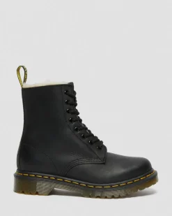 1460 Women's Faux Fur Lined Lace Up Boots in Black