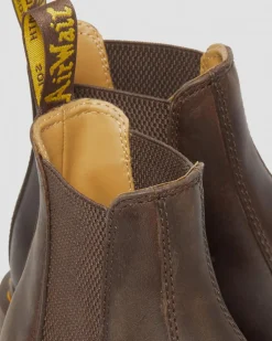 2976 Yellow Stitch Crazy Horse Leather Chelsea Boots in Dark Brown