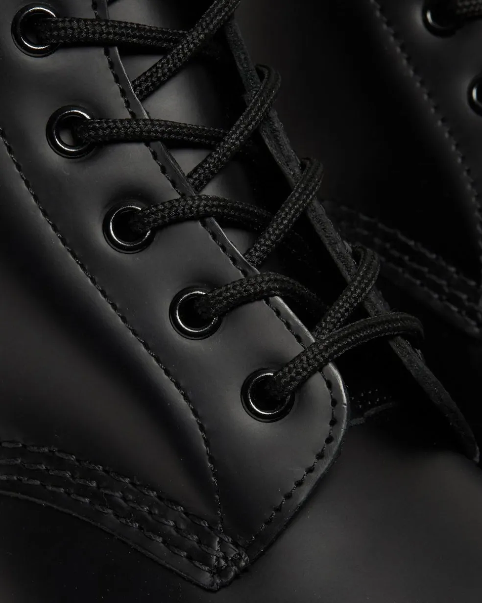 101 Yellow Stitch Smooth Leather Ankle Boots in Black