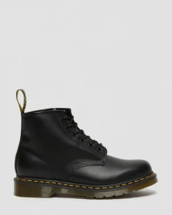 101 Yellow Stitch Smooth Leather Ankle Boots in Black