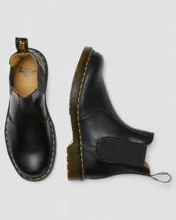 2976 Yellow Stitch Smooth Leather Chelsea Boots in Black