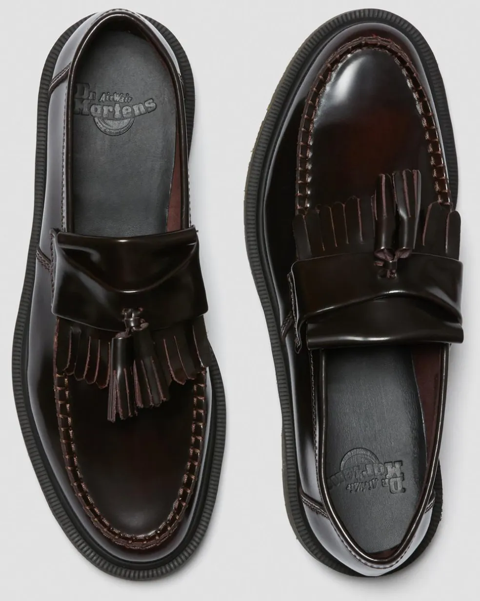 Adrian Arcadia Leather Tassel Loafers in Cherry Red Arcadia