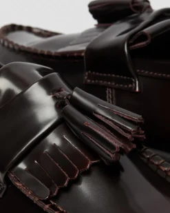 Adrian Arcadia Leather Tassel Loafers in Cherry Red Arcadia