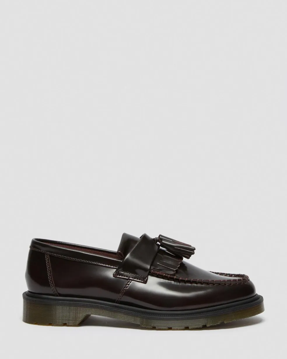Adrian Arcadia Leather Tassel Loafers in Cherry Red Arcadia