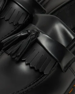 Adrian Bex Smooth Leather Tassel Loafers in Black