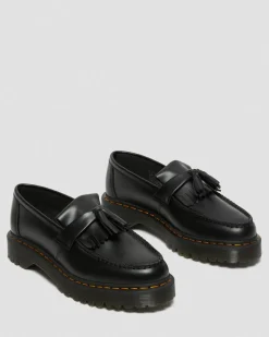 Adrian Bex Smooth Leather Tassel Loafers in Black