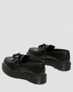 Adrian Bex Smooth Leather Tassel Loafers in Black