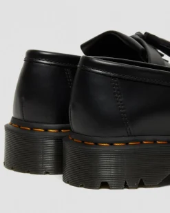 Adrian Bex Smooth Leather Tassel Loafers in Black