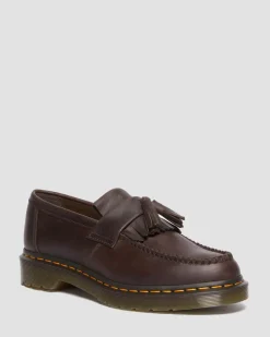 Adrian Crazy Horse Leather Tassel Loafers in Dark Brown