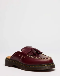 Adrian Leather Mules in Cherry Red