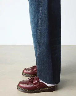 Adrian Leather Mules in Cherry Red