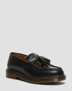 Adrian Made in England Quilon Leather Tassel Loafers in Black