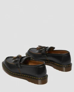 Adrian Made in England Quilon Leather Tassel Loafers in Black