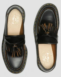 Adrian Made in England Quilon Leather Tassel Loafers in Black