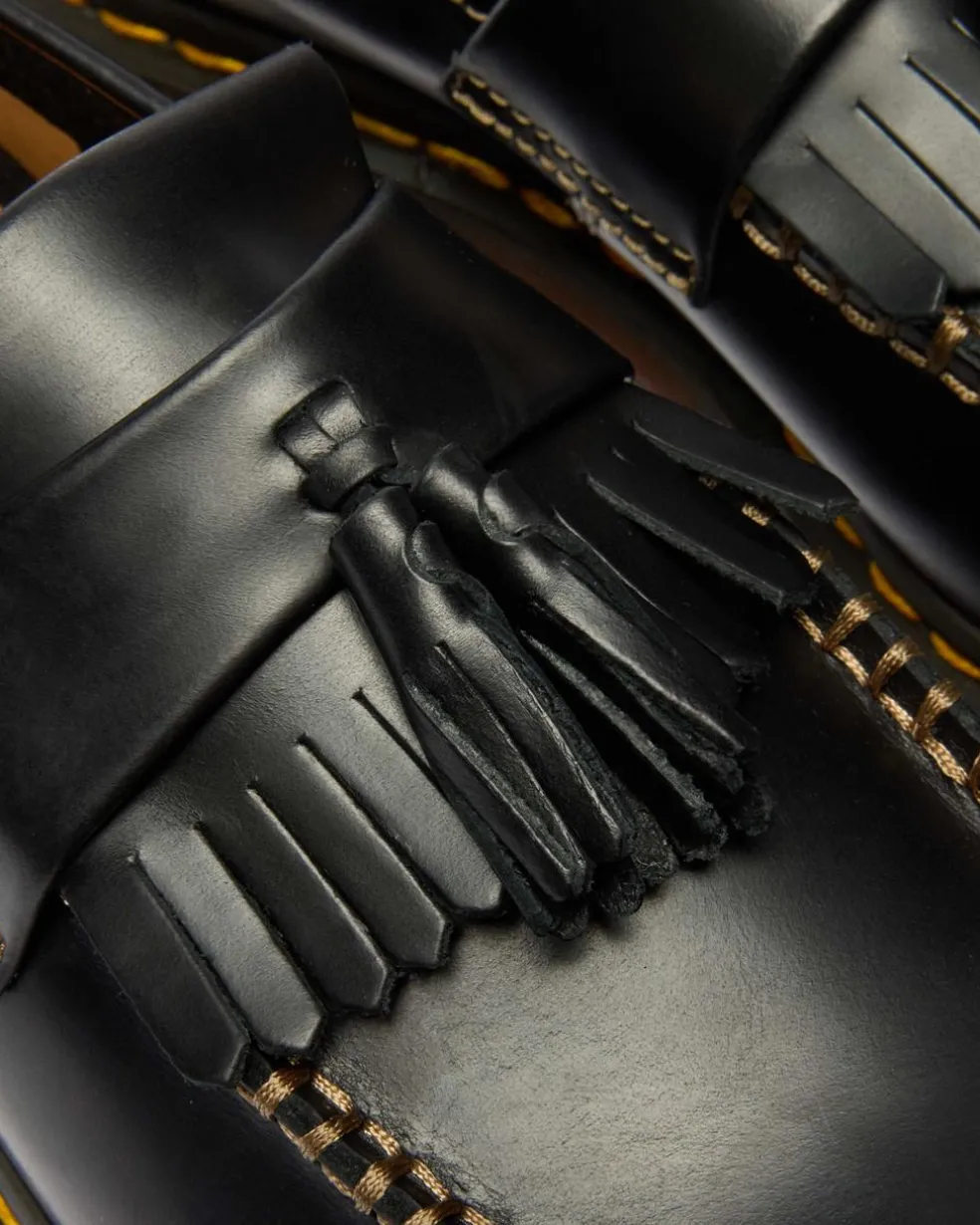 Adrian Orleans Leather Tassel Loafers in Black