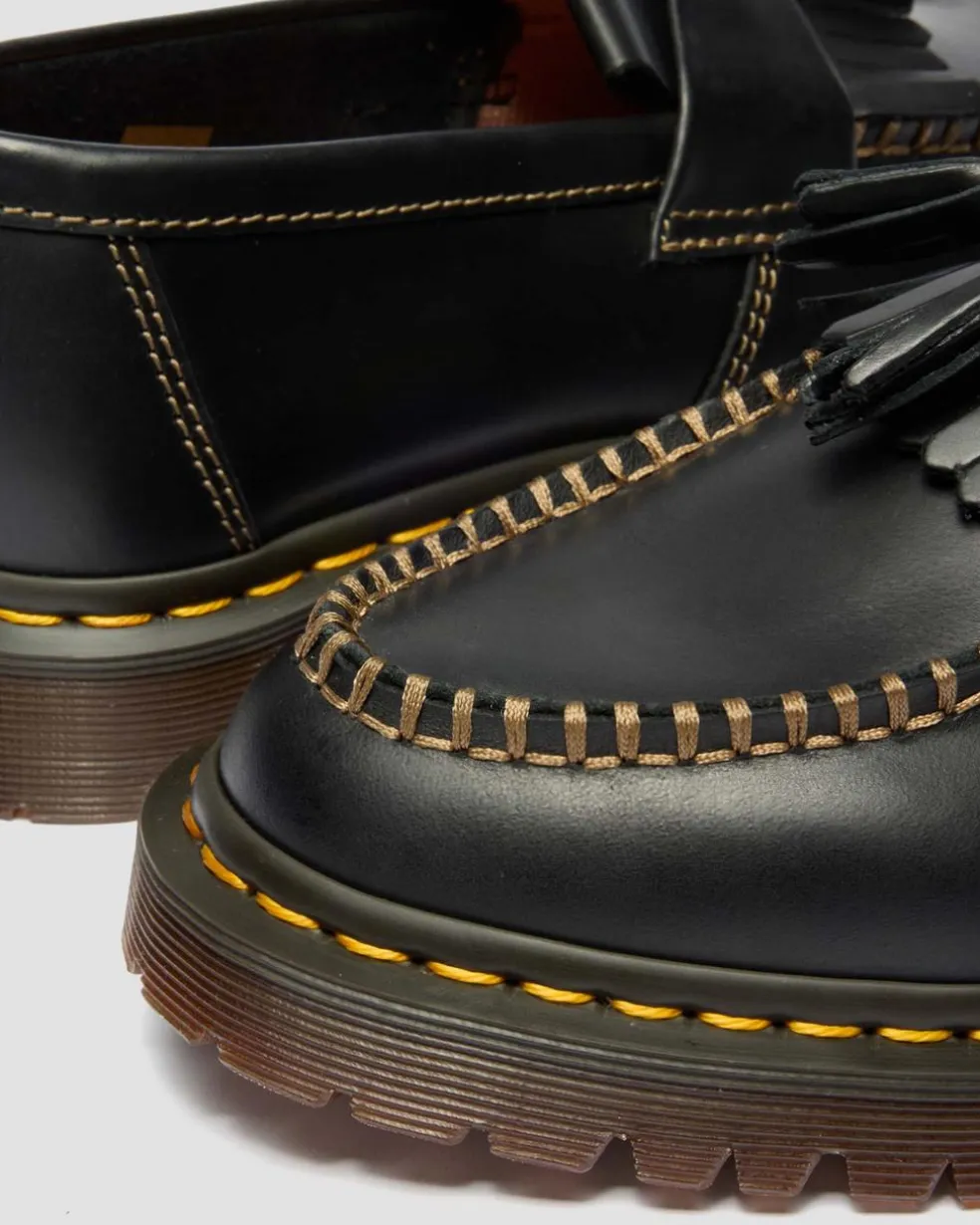Adrian Orleans Leather Tassel Loafers in Black