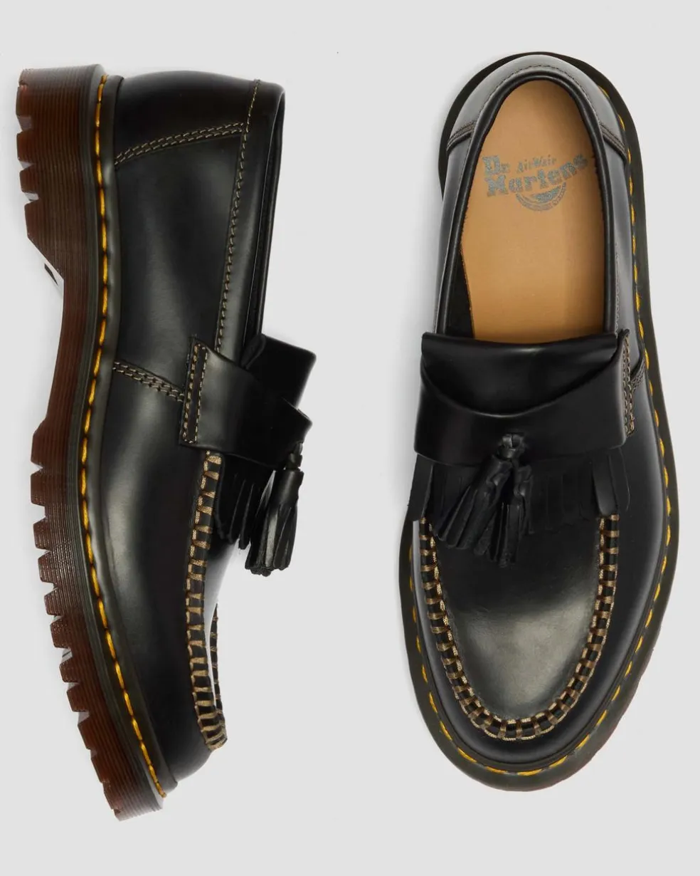 Adrian Orleans Leather Tassel Loafers in Black