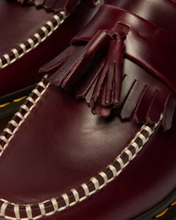 Adrian Orleans Leather Tassel Loafers in Cherry Red