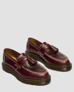 Adrian Orleans Leather Tassel Loafers in Cherry Red