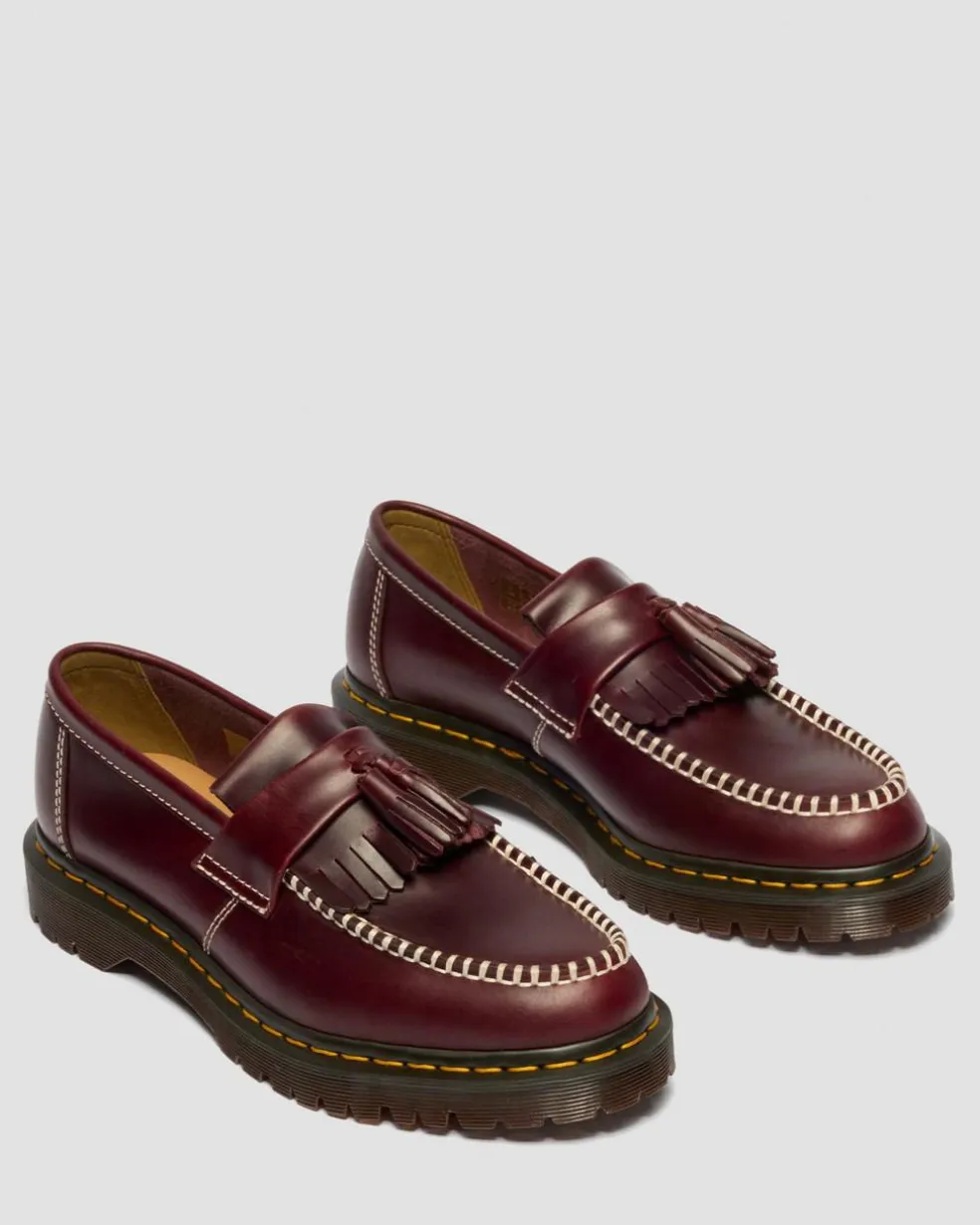 Adrian Orleans Leather Tassel Loafers in Cherry Red