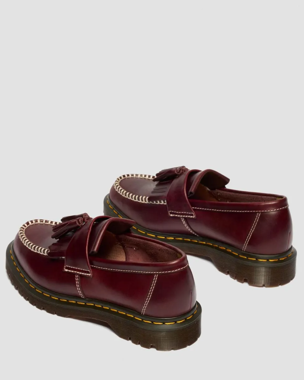 Adrian Orleans Leather Tassel Loafers in Cherry Red