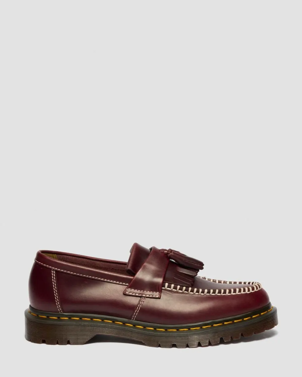 Adrian Orleans Leather Tassel Loafers in Cherry Red