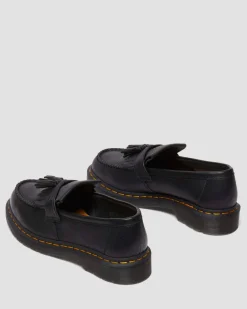 Adrian Yellow Stitch Ambassador Leather Loafers in Black