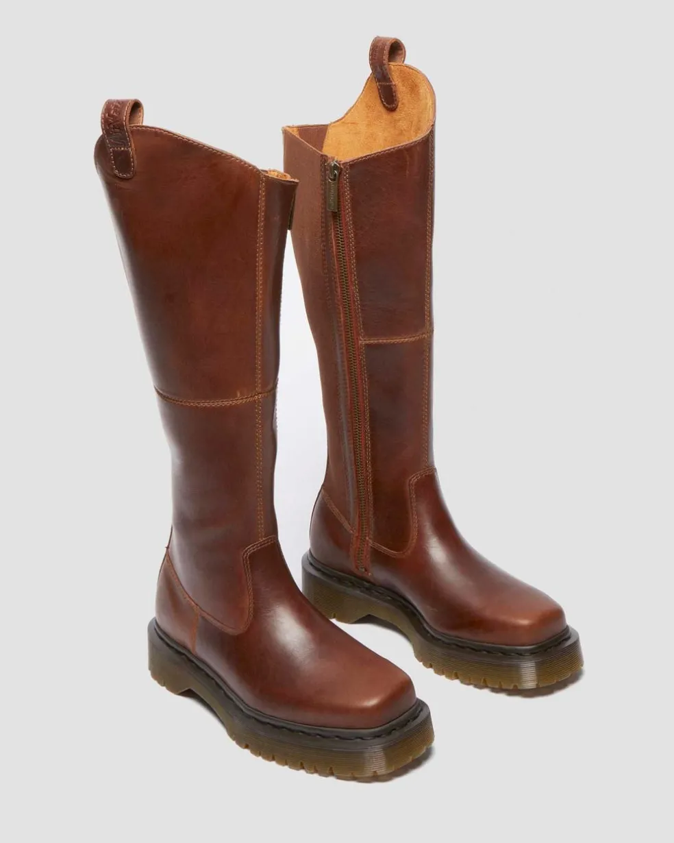 Amaayah Knee High Leather Boots in Butterscotch