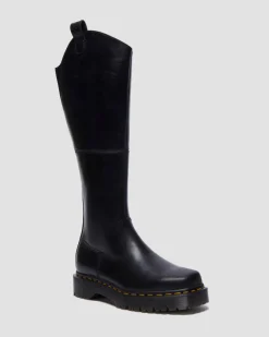 Amaayah Knee High Leather Boots in Black