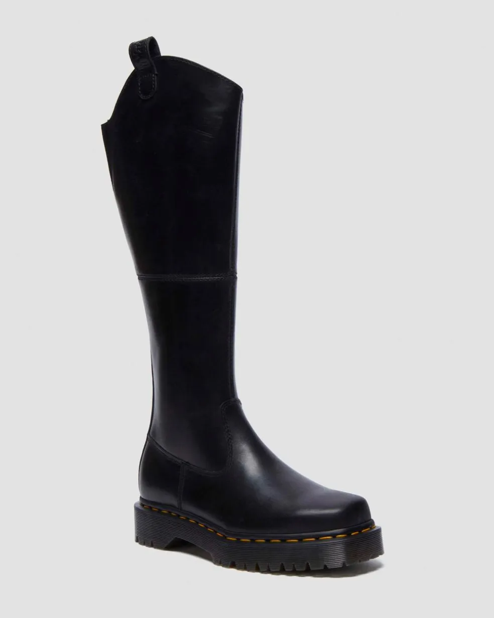 Amaayah Knee High Leather Boots in Black